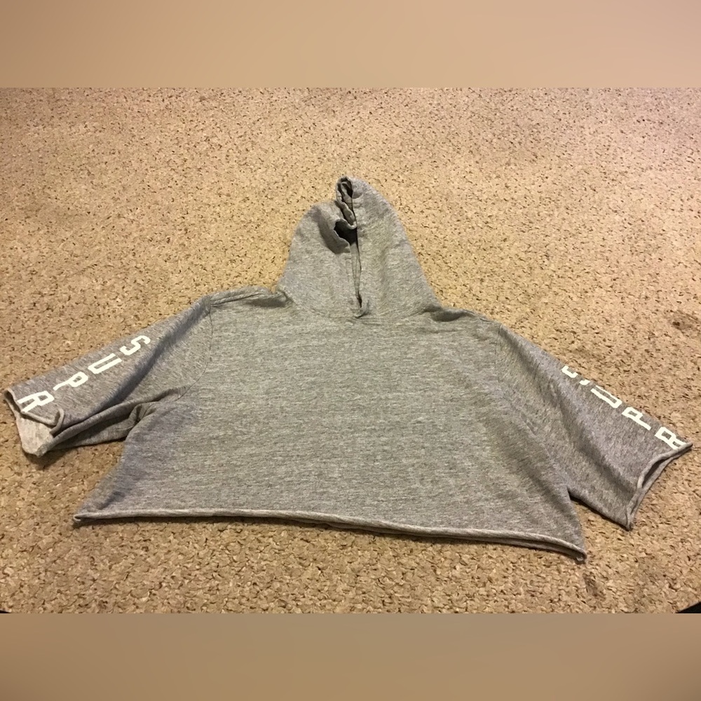 SUPREME GREY CROP HOODIE TOP SZ L GUC